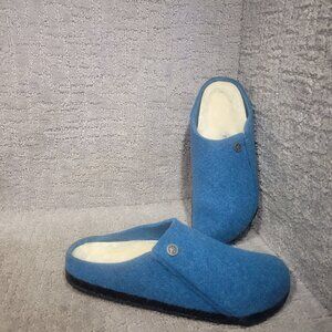 Birkenstock Zermatt Unisex Size US L9 M7 Blue Shearling Wool Slide Slipper Shoes